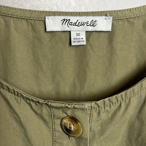 Madewell Button Front Cotton Poplin Tiered Dress Olive Green Size XSmall - Picture 9 of 10